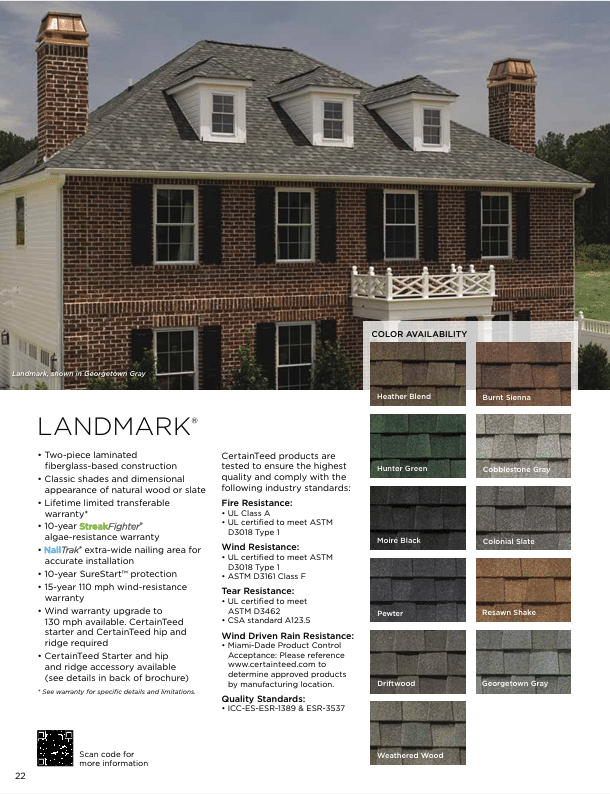 Landmark Roofing Colors